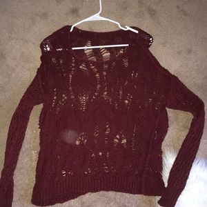 American eagle knitted red see through sweater